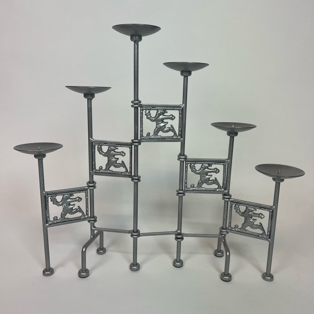 Figural Santa Claus Silver Metal Articulated Jointed 6 Christmas Candle Holder